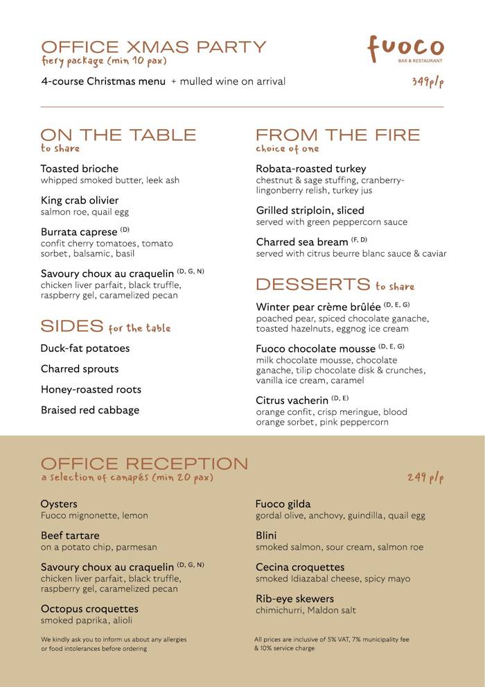 Office Xmas Party menu